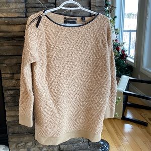 Maison & Scotch Wool sweater with leather neck line and zip